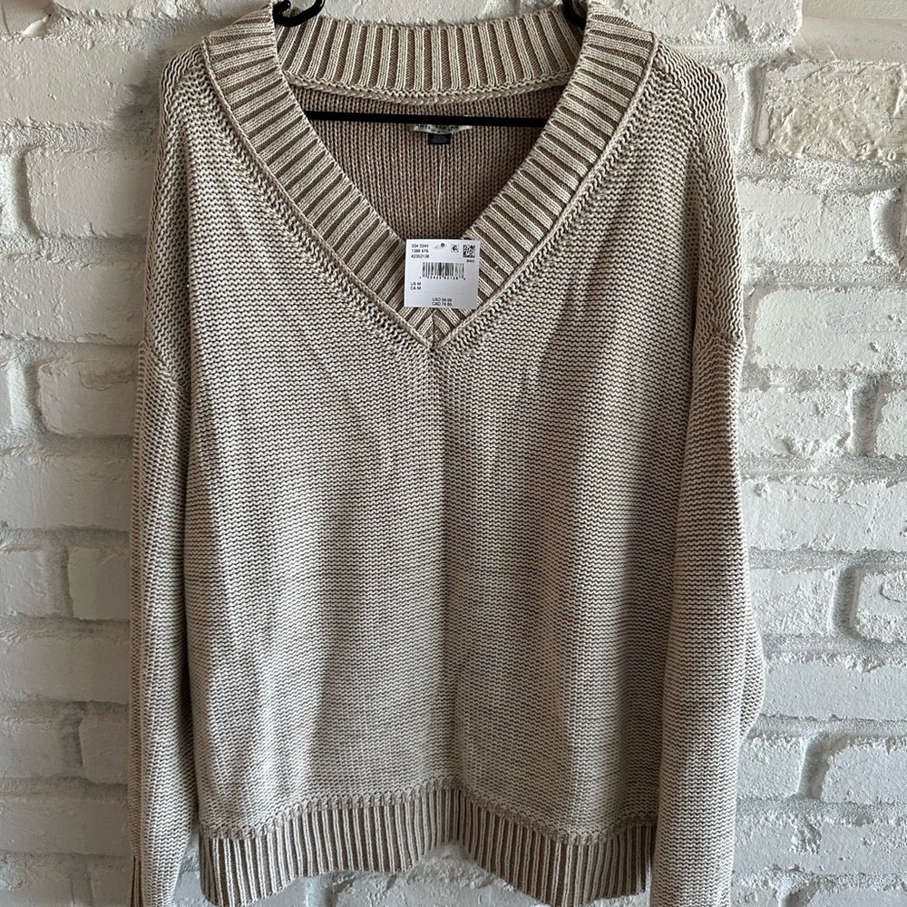American Eagle Outfitters Tan V-Neck Sweater
